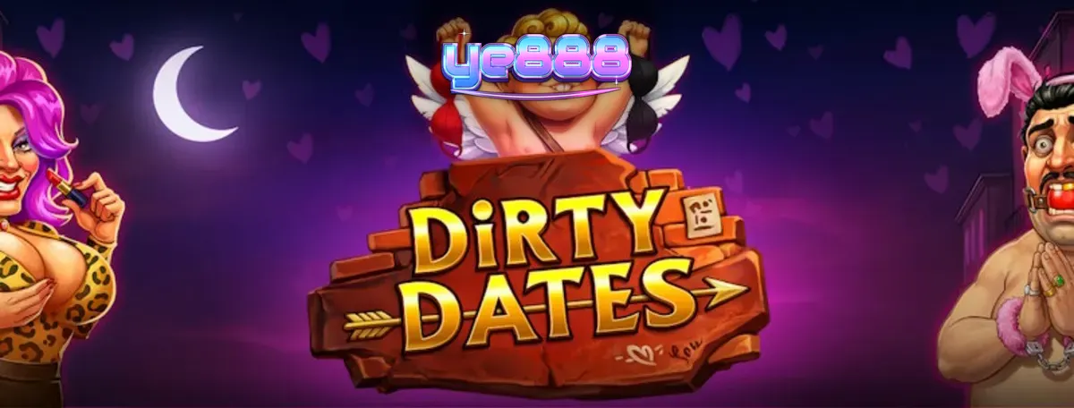 Interface vibrante e neon do slot Dirty Date com personagens estilizados
